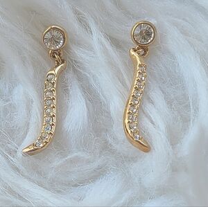 Swarovski Crystal Rhodium Plated Gold Toned Post Earrings- Excellent Condition